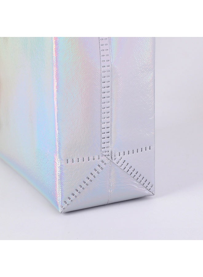 أكياس هولوغرافية قابلة لإعادة الاستخدام من البولي بروبيلين، 20 كيسًا، مزودة بمقابض، مثالية للحفلات والولادات والأعياد والزفافات والتسوق والاحتفالات - Image 3